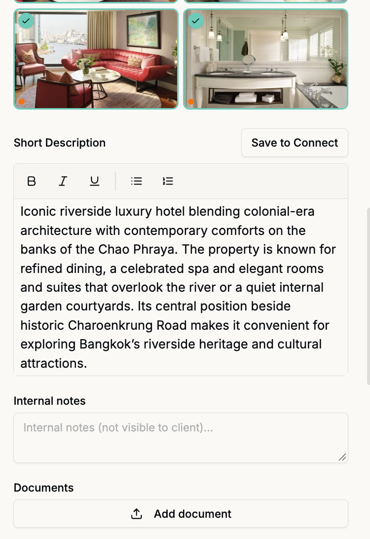 Hotel description and property images from the hotel database